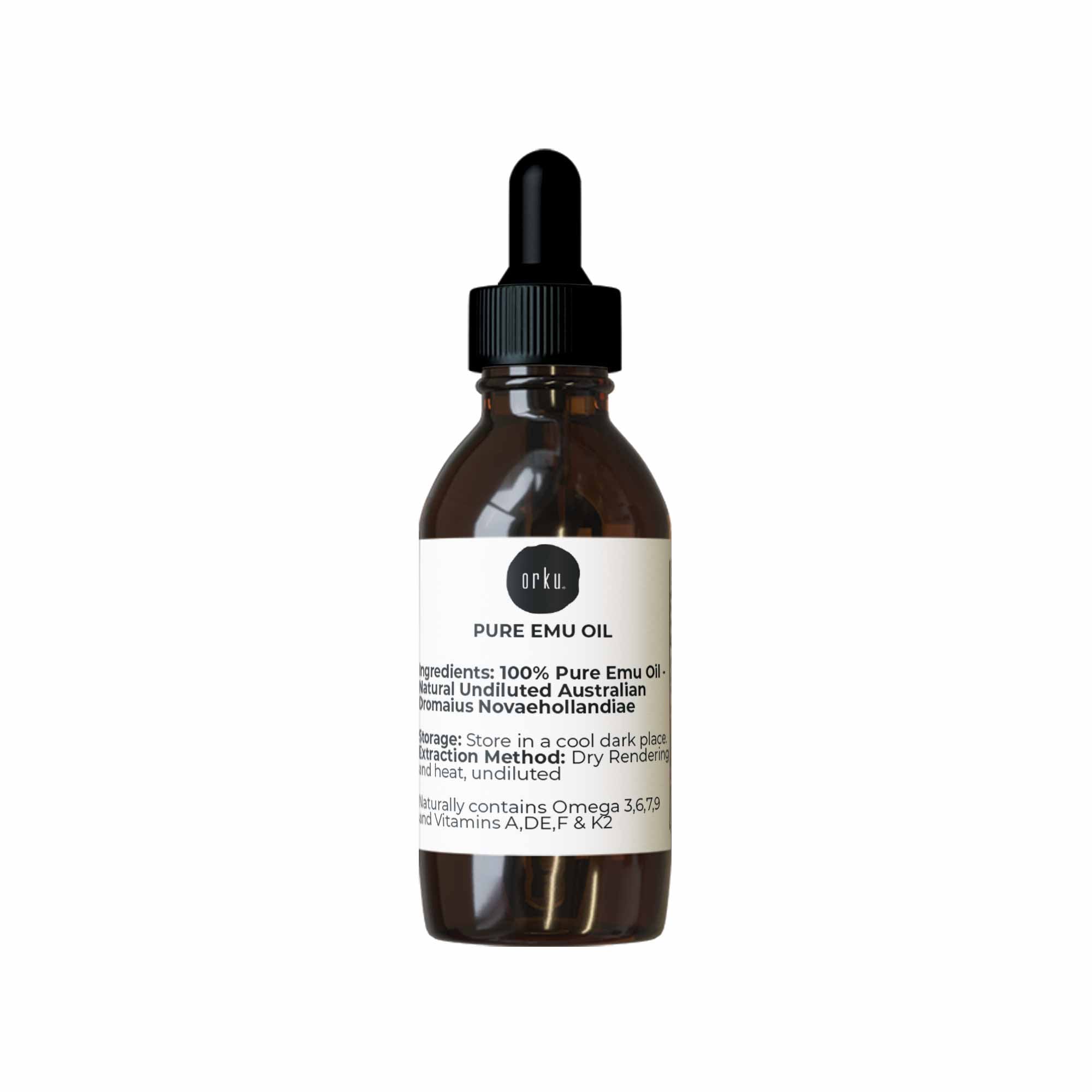 Facial Lotions & Moisturisers: Orku 25ml Pure Emu Oil with Dropper - Undiluted Natural Dromaius Novaehollandiae