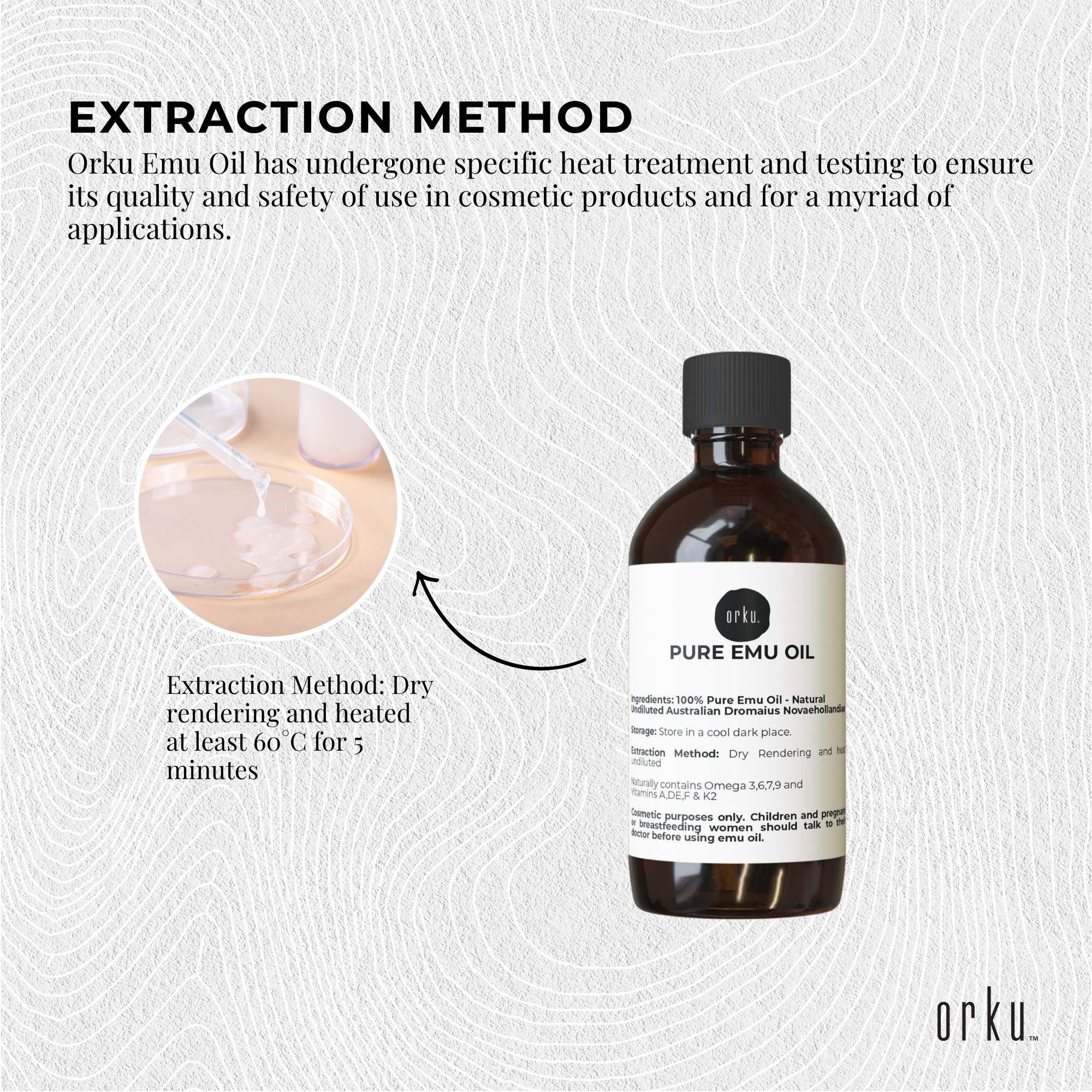 Facial Lotions & Moisturisers: Orku 100ml Pure Emu Oil - Natural Undiluted Australian Dromaius Novaehollandiae