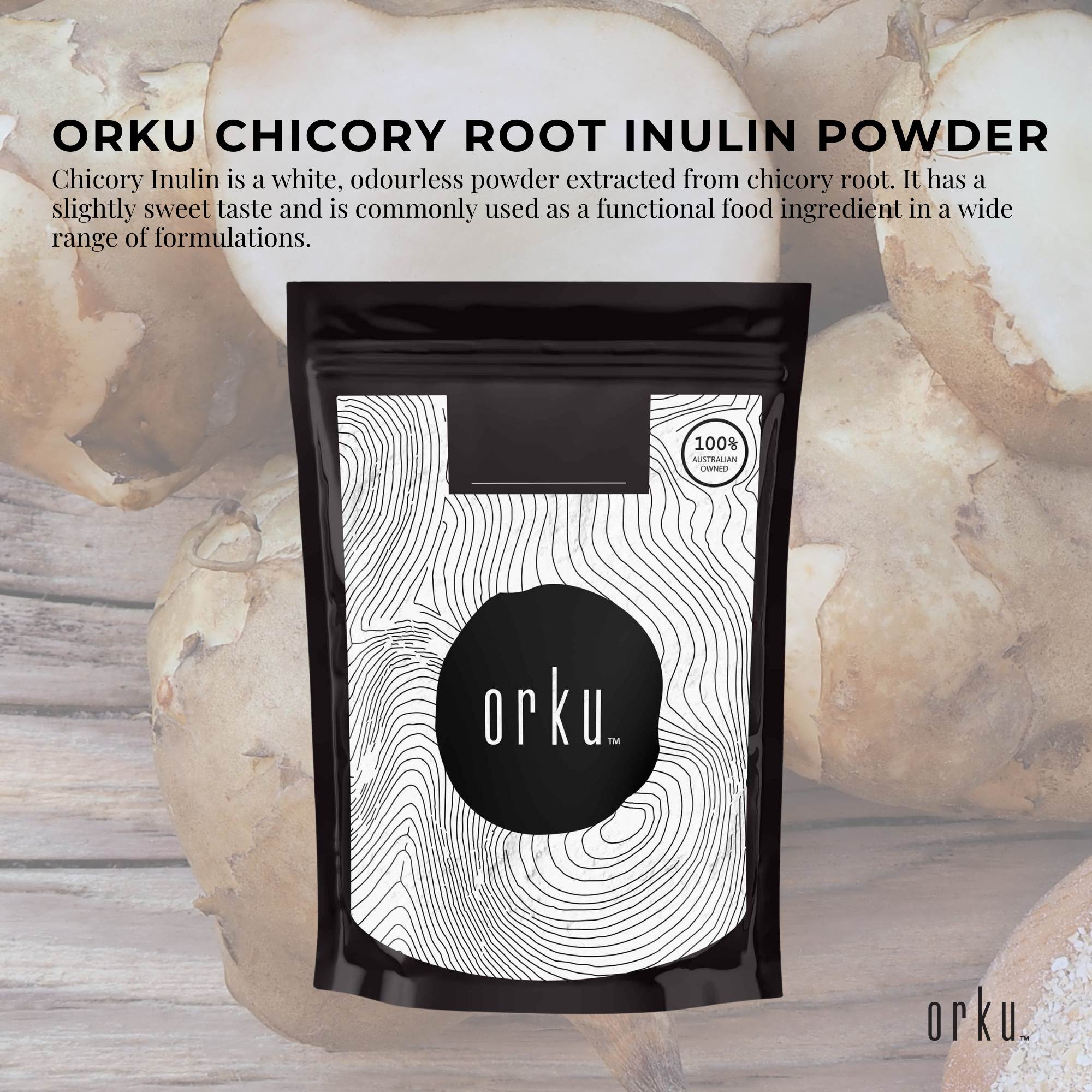 Orku 100g Chicory Root Inulin Powder - Unflavoured Food Ingredient