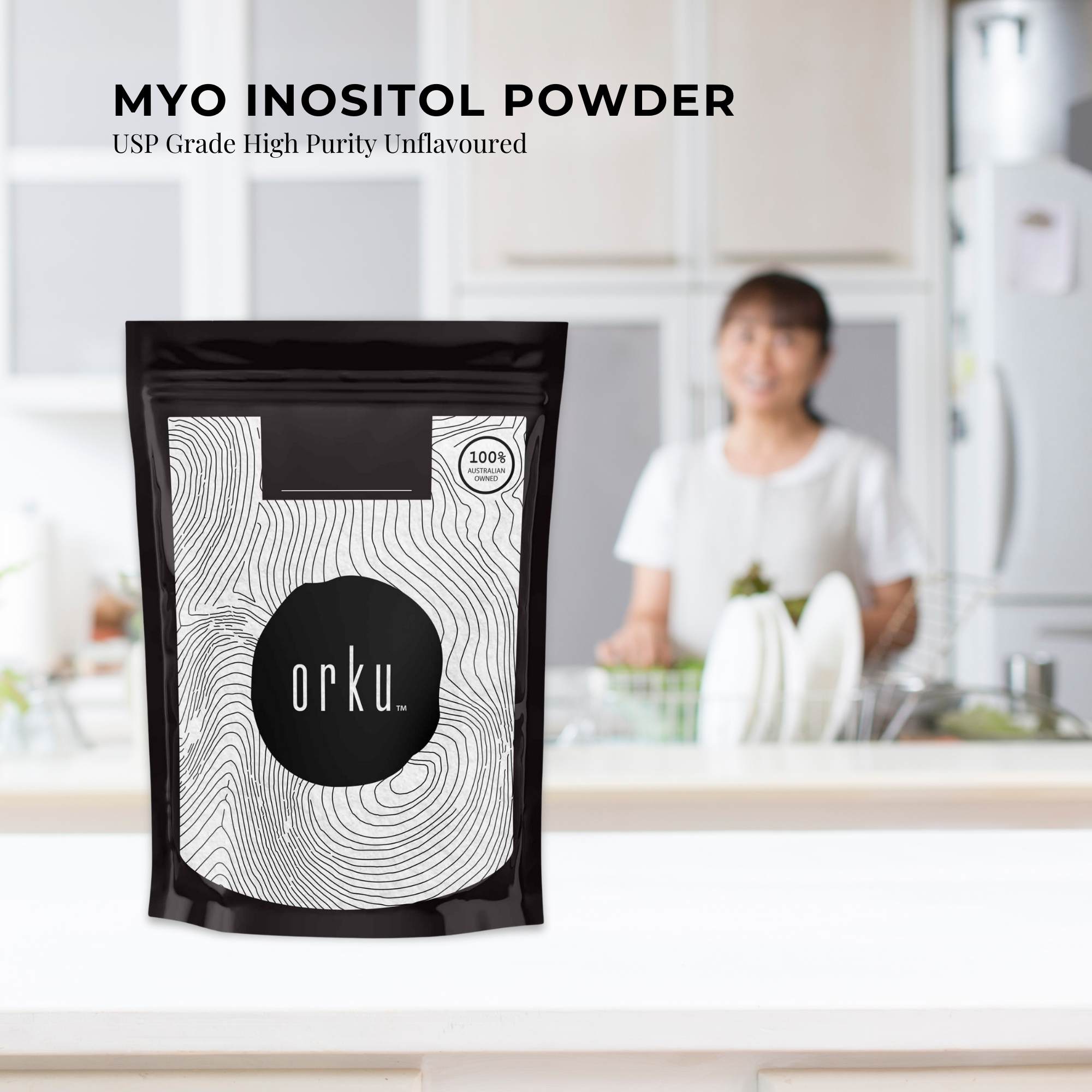 Vitamins & Supplements: Orku 1Kg Myo Inositol Powder - USP Grade High Purity Unflavoured