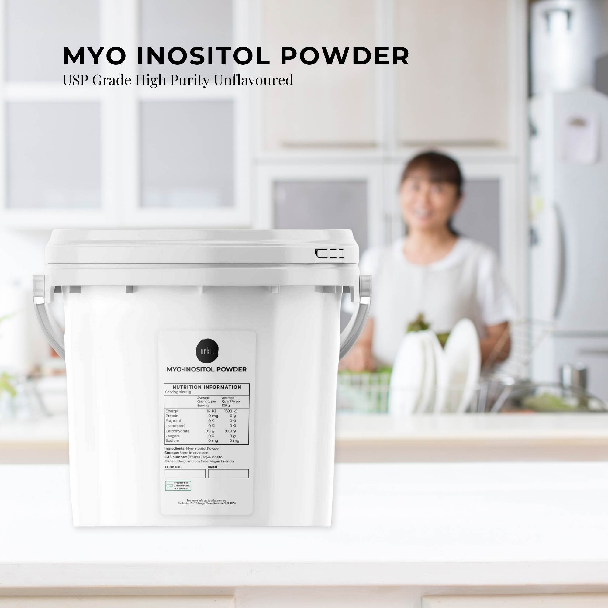 Orku 3.5Kg Myo Inositol Powder Tub - USP Grade High Purity Unflavoured