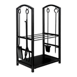 Fire Pit Accessories: Social Hike Firewood Rack Stand and Fireplace Tool Set for Log Holder Storage