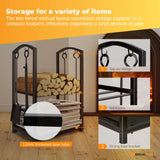 Fire Pit Accessories: Social Hike Firewood Rack Stand and Fireplace Tool Set for Log Holder Storage