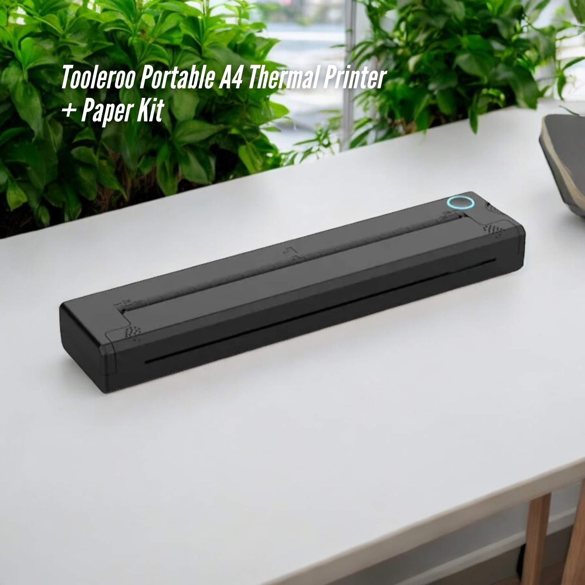 Printers & Accessories: Tooleroo Portable A4 Thermal Printer Black + Paper Kit - Wireless and Inkless