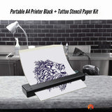Printers & Accessories: Tooleroo Portable A4 Thermal Printer Black + Tattoo Stencil Paper - Wireless