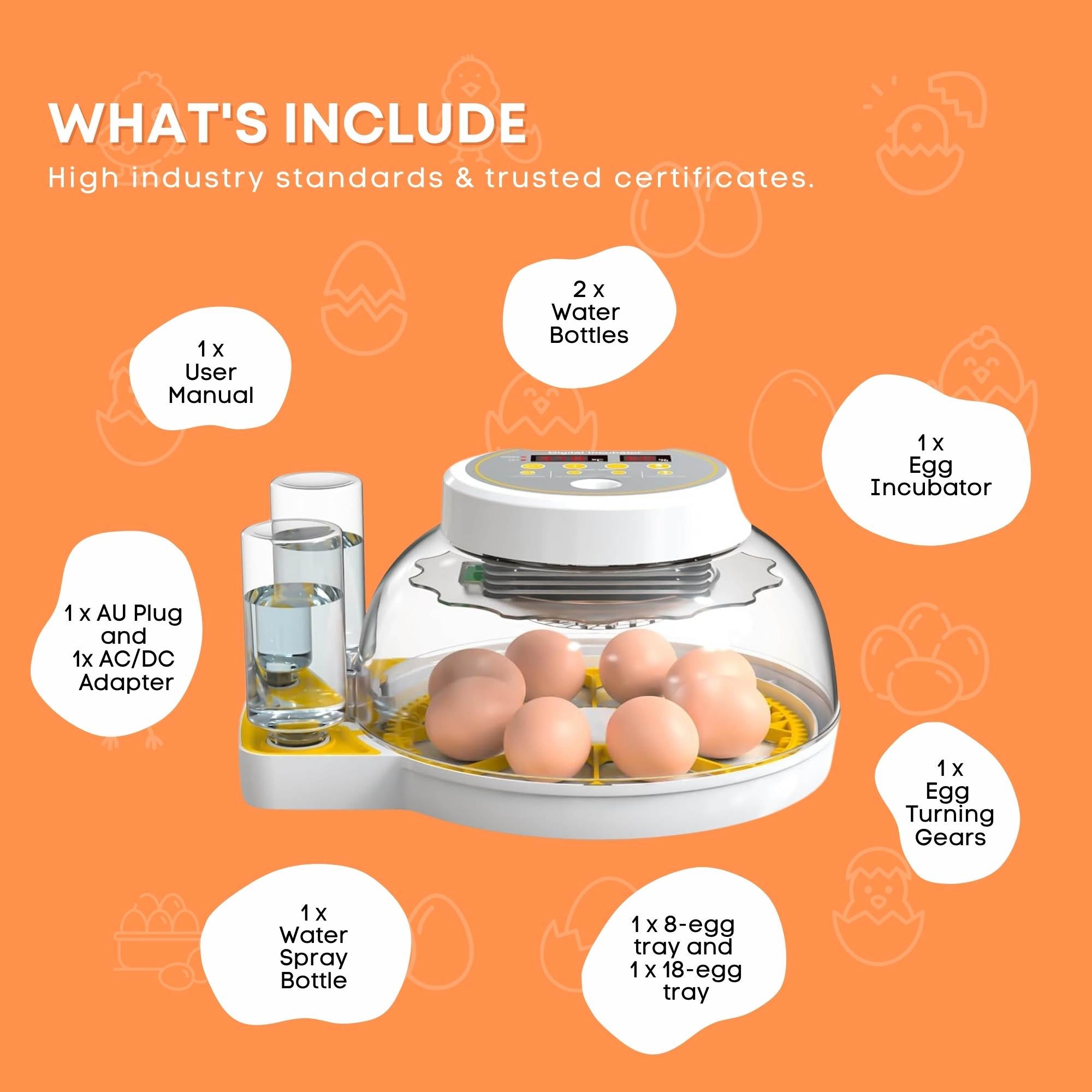 Automatic 8 / 18 Egg Incubator - Electrical Turning Chicken Quail Duck Hatching