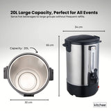 Kettles: Kitchee 20L Electric Water Boiler - Stainless Steel Commercial Hot Liquid Urn
