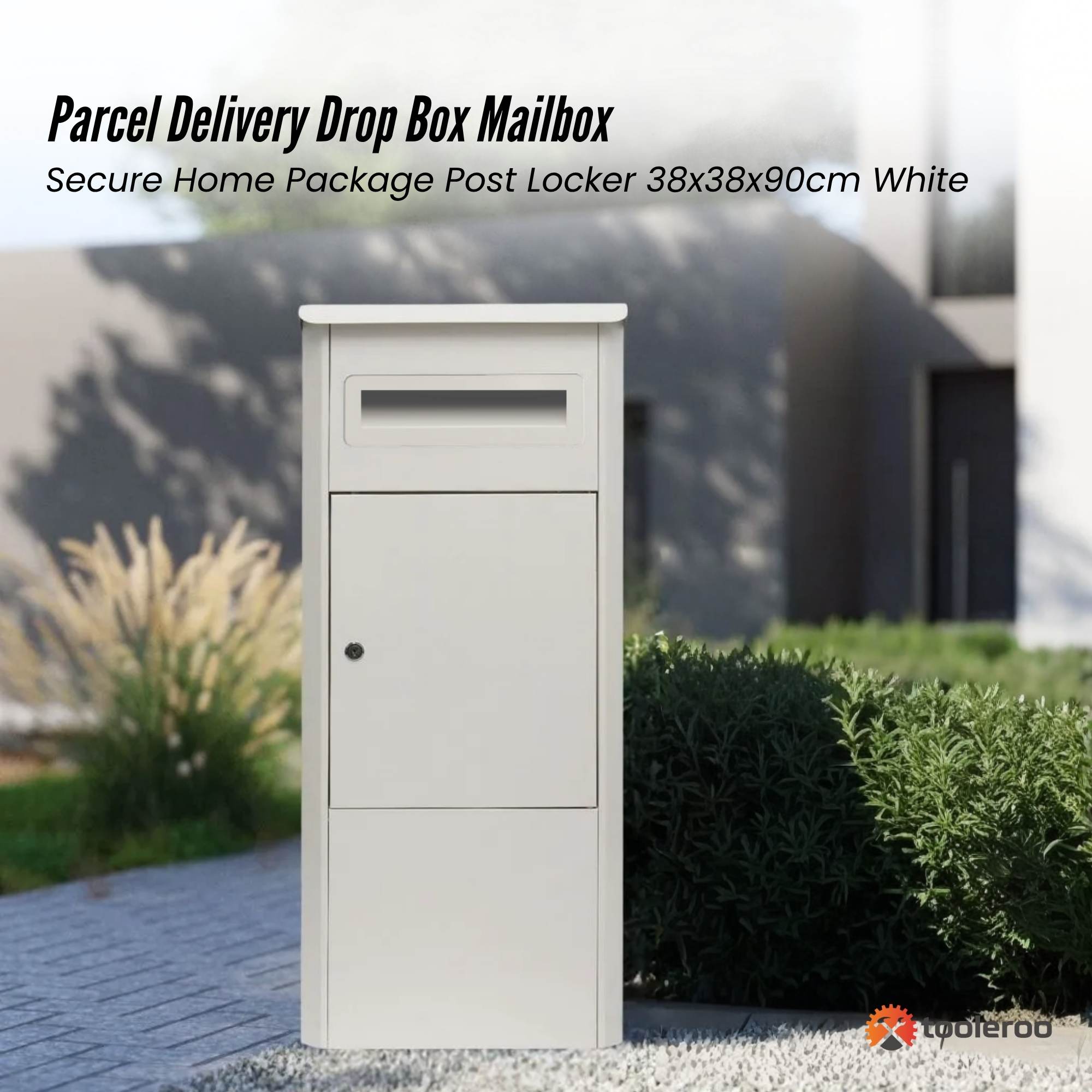 Storage Cabinets & Lockers: Parcel Delivery Drop Box Mailbox - Secure Home Package Locker 38x38x90cm White