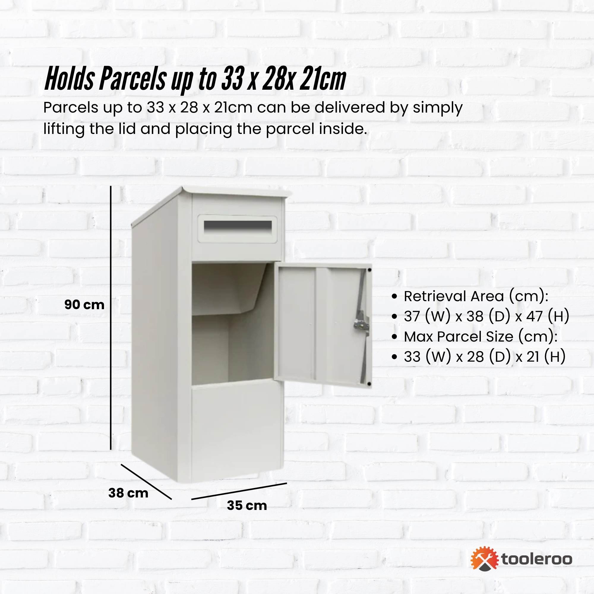 Storage Cabinets & Lockers: Parcel Delivery Drop Box Mailbox - Secure Home Package Locker 38x38x90cm White
