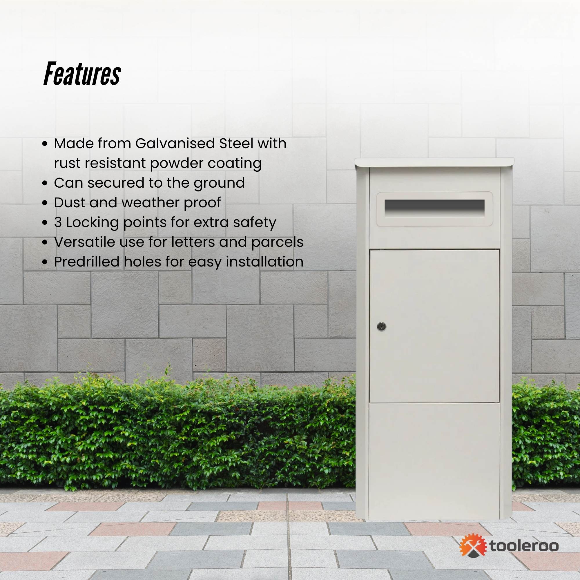 Storage Cabinets & Lockers: Parcel Delivery Drop Box Mailbox - Secure Home Package Locker 38x38x90cm White