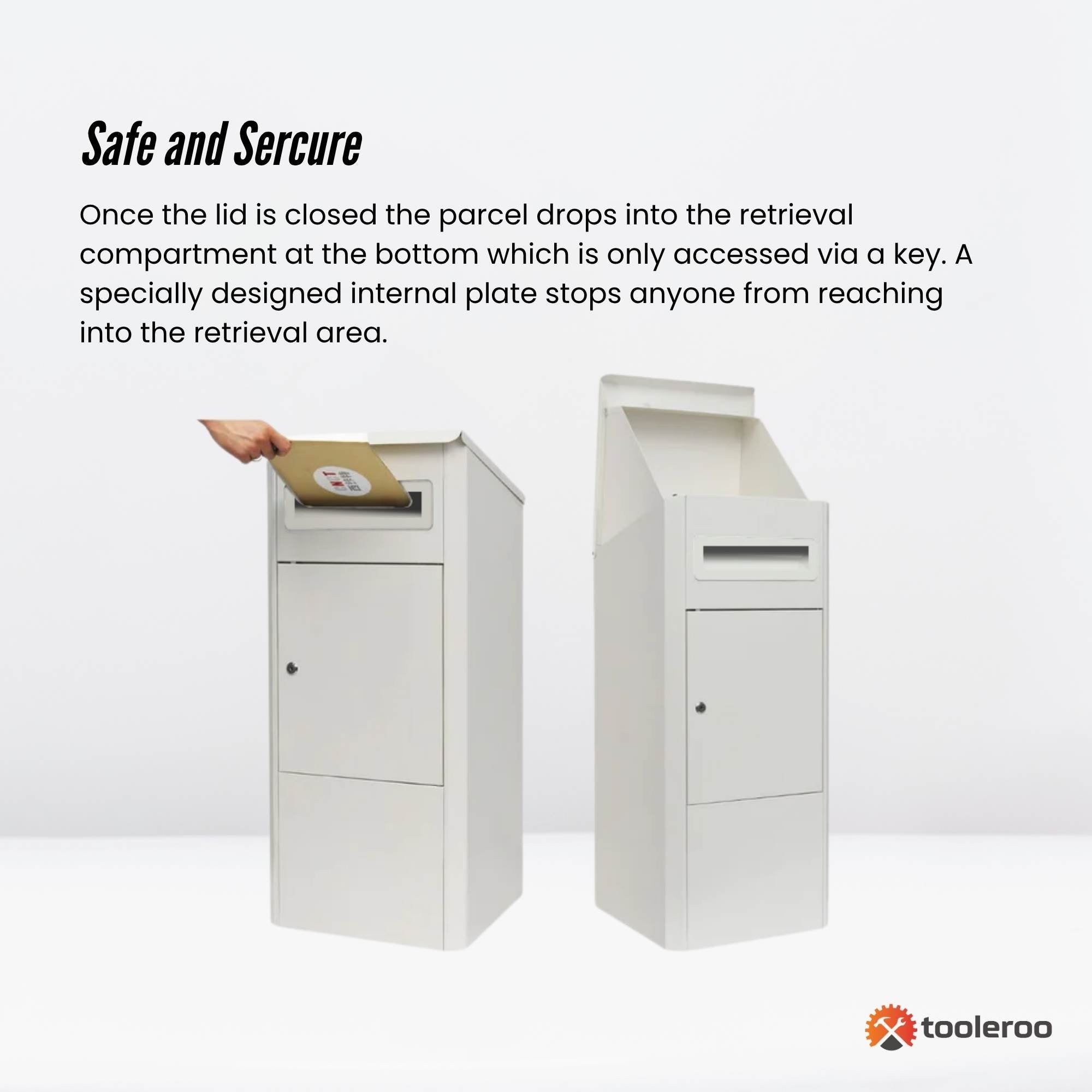 Storage Cabinets & Lockers: Parcel Delivery Drop Box Mailbox - Secure Home Package Locker 38x38x90cm White