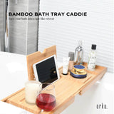 Bathtubs: Luxury Adjustable Bamboo Bath Tray Caddy - Spa Book Wine & Accessories Holder