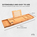Bathtubs: Luxury Adjustable Bamboo Bath Tray Caddy - Spa Book Wine & Accessories Holder