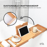Bathtubs: Luxury Adjustable Bamboo Bath Tray Caddy - Spa Book Wine & Accessories Holder