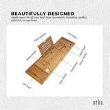 Bathtubs: Luxury Adjustable Bamboo Bath Tray Caddy - Spa Book Wine & Accessories Holder