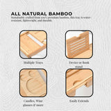 Bathtubs: Luxury Adjustable Bamboo Bath Tray Caddy - Spa Book Wine & Accessories Holder