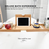 Bathtubs: Luxury Adjustable Bamboo Bath Tray Caddy - Spa Book Wine & Accessories Holder
