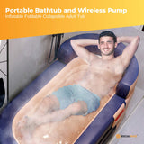 Bathtubs: Portable Bathtub and Wireless Pump - Inflatable Foldable Collapsible Adult Tub Orange
