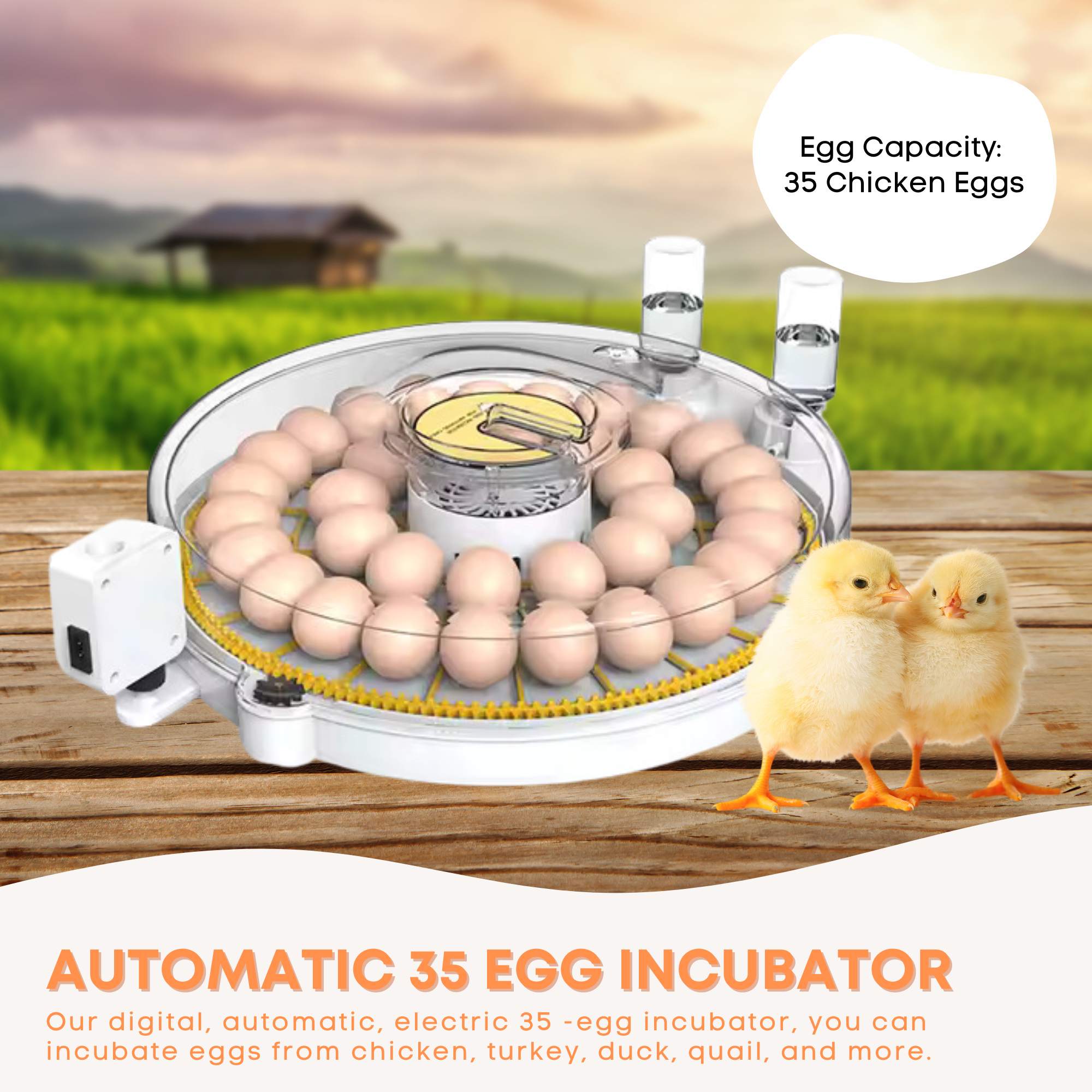 Coop & Hutch Accessories: Automatic 35 Egg Incubator - Electric Digital Turning Chicken Quail Duck Hatching