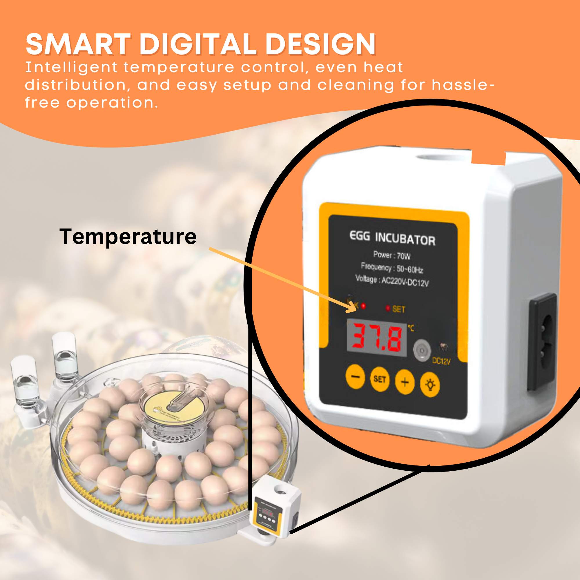 Coop & Hutch Accessories: Automatic 35 Egg Incubator - Electric Digital Turning Chicken Quail Duck Hatching