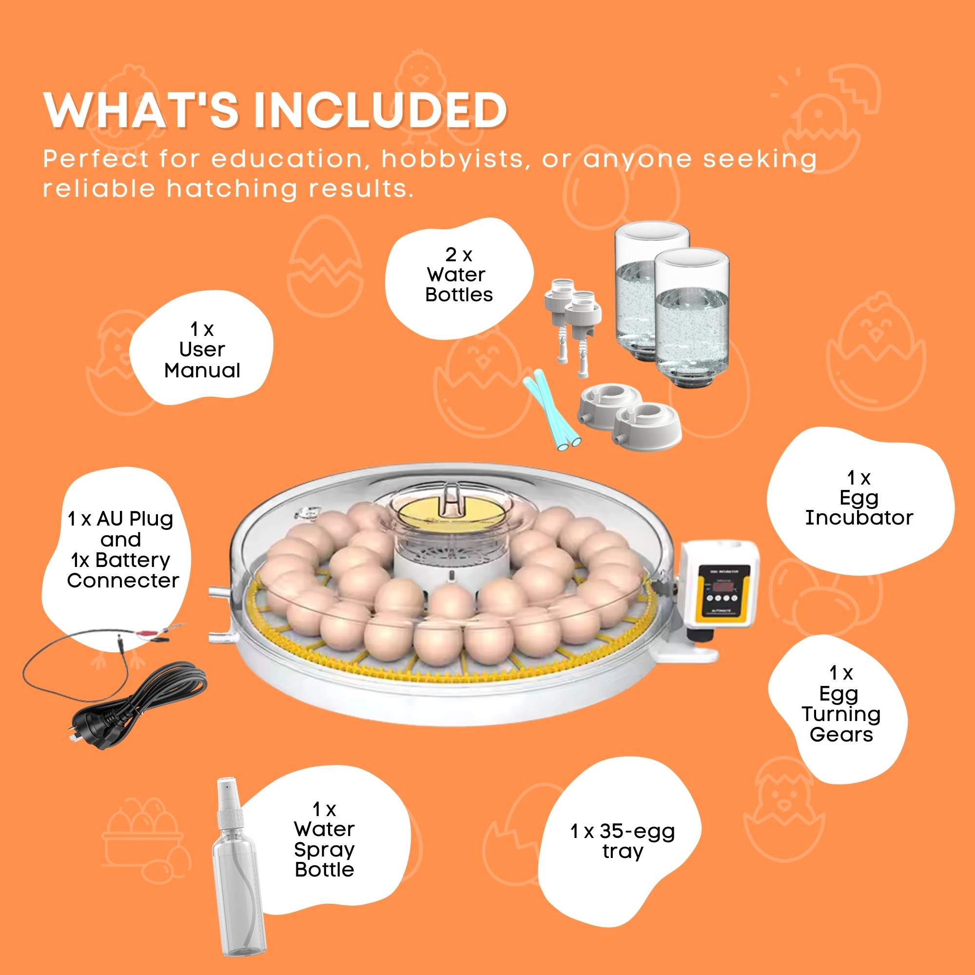 Coop & Hutch Accessories: Automatic 35 Egg Incubator - Electric Digital Turning Chicken Quail Duck Hatching
