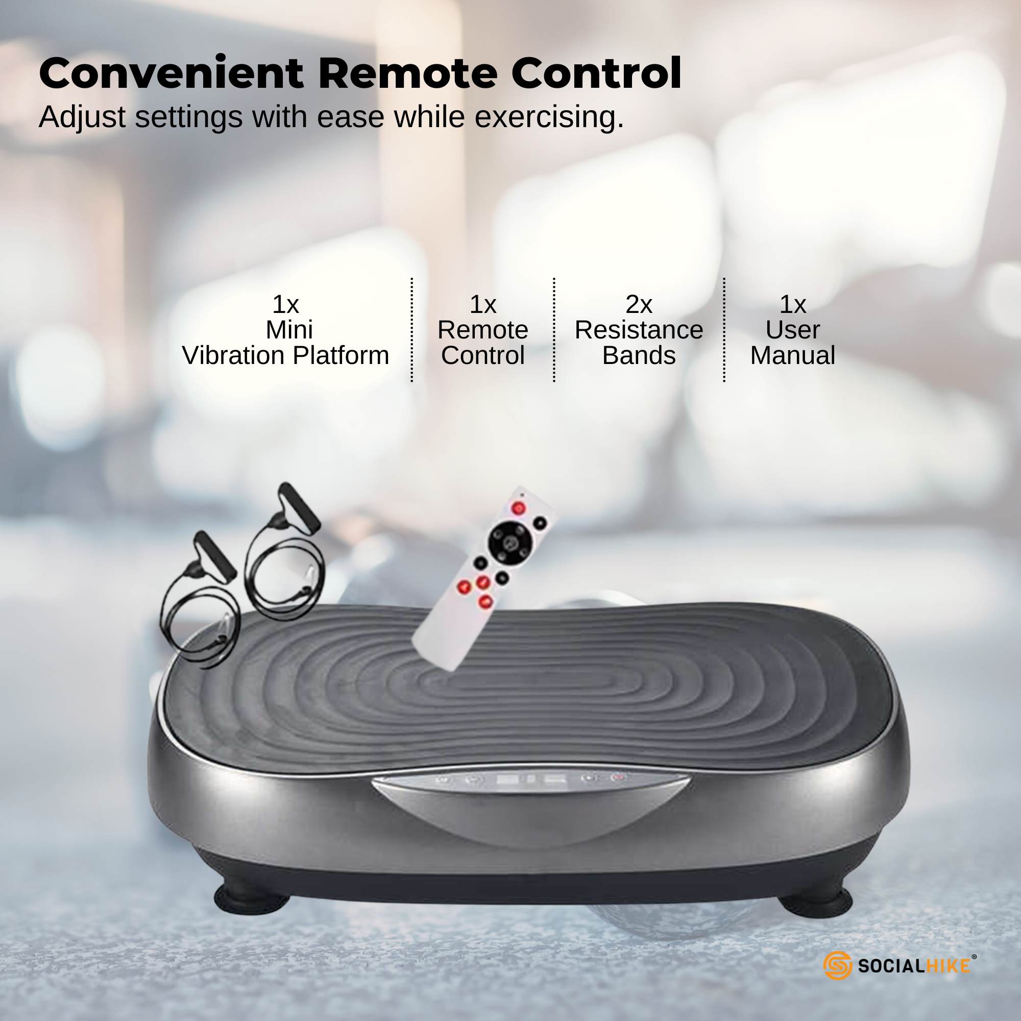 Social Hike 55cm Vibration Plate Machine Full Body Exercise Platform 200W Grey