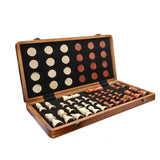 Board Games: Social Hike Wooden Chess & Checkers 2 in 1  Magnetic Travel Foldable Board Game