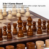Board Games: Social Hike Wooden Chess & Checkers 2 in 1  Magnetic Travel Foldable Board Game