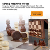 Board Games: Social Hike Wooden Chess & Checkers 2 in 1  Magnetic Travel Foldable Board Game