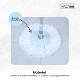 Kitchee Spin Mop & Bucket Set – Microfibre Pad, Telescopic Handle, 10L Capacity