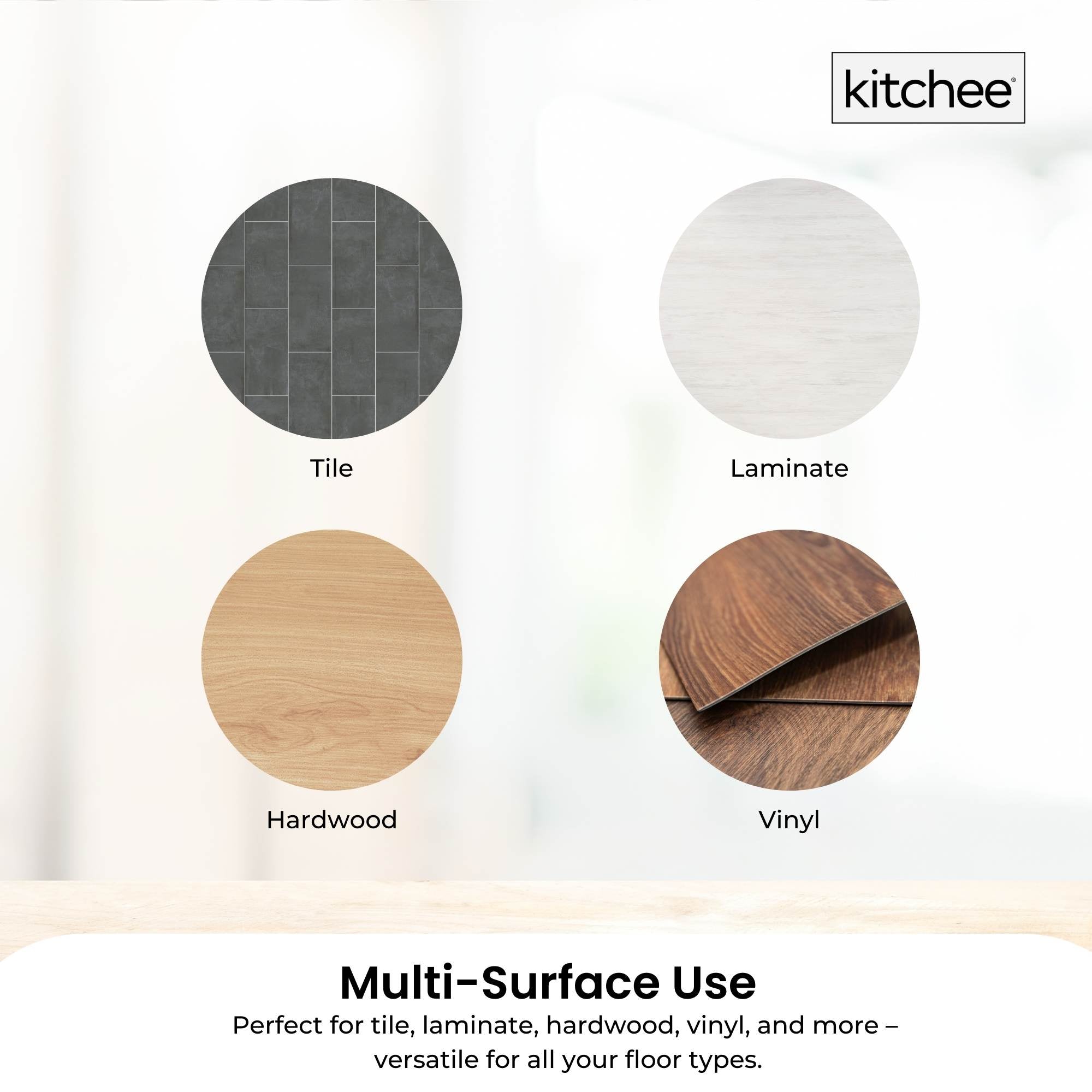 4x Kitchee Microfibre Mop Head Replacement for Kitchee Spin Mop - White Round