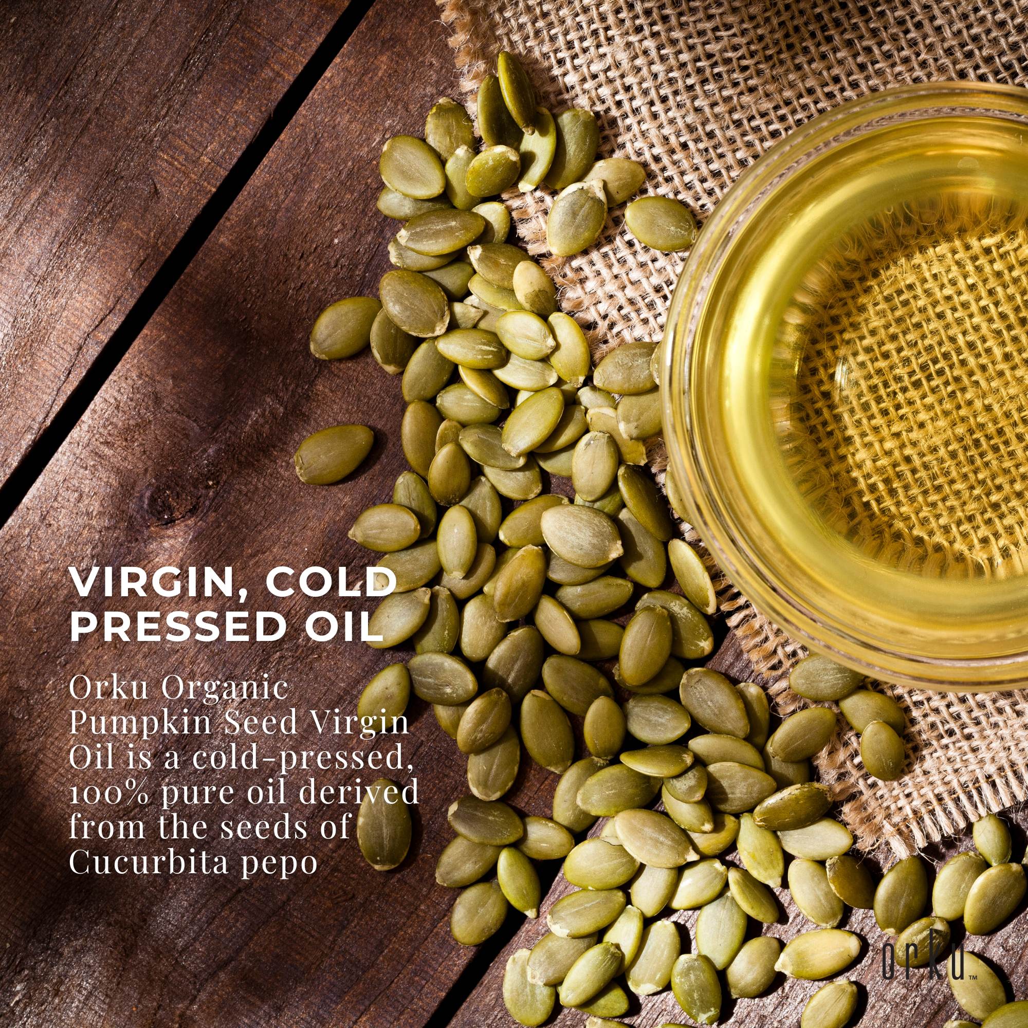 Orku 1L Organic Pumpkin Seed Oil – Virgin Cold Pressed Unrefined Cosmetic Gr.
