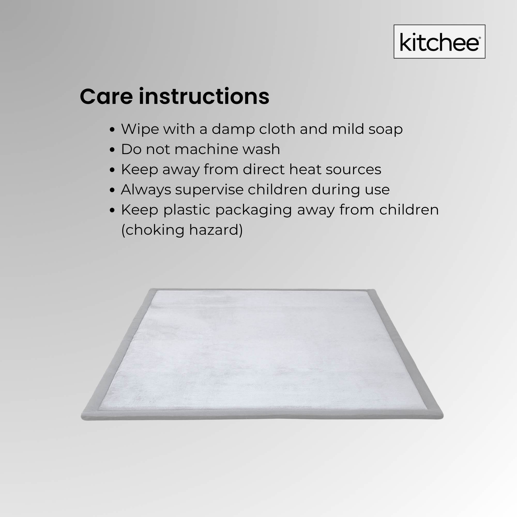 Kitchee Foam Floor Mat 200x200cm - Padded Thick Deep Soft Tatami Style Rug Grey
