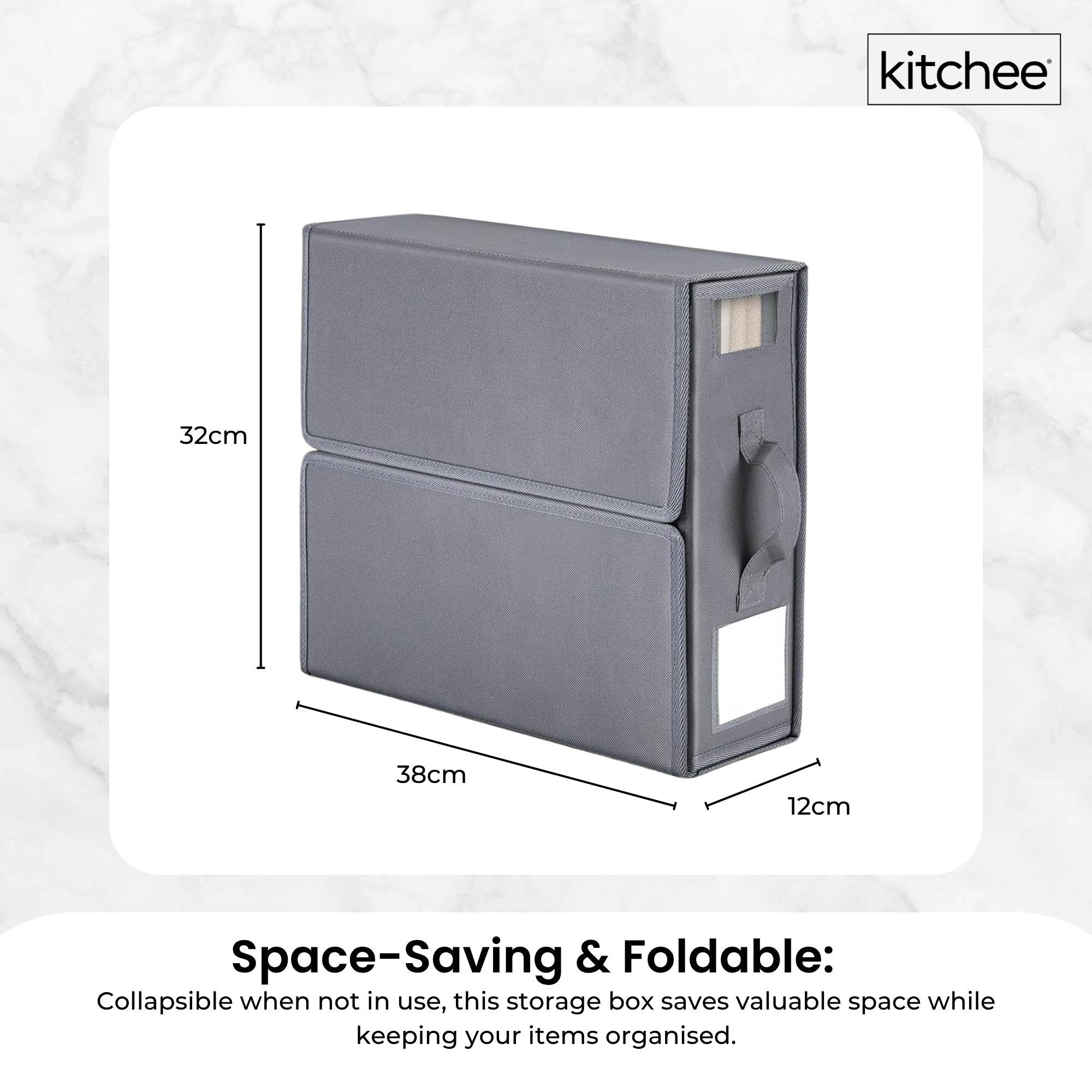 Kitchee 4x Foldable Bed Sheet Storage Box - Linen + Closet Organiser Grey