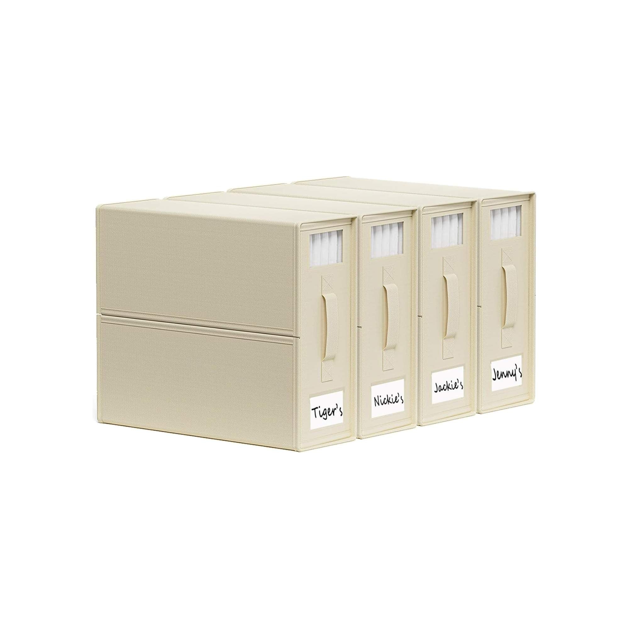 Clothing & Wardrobe Storage: 4x Kitchee Foldable Bed Sheet Storage Box - Linen and Closet Organiser Beige