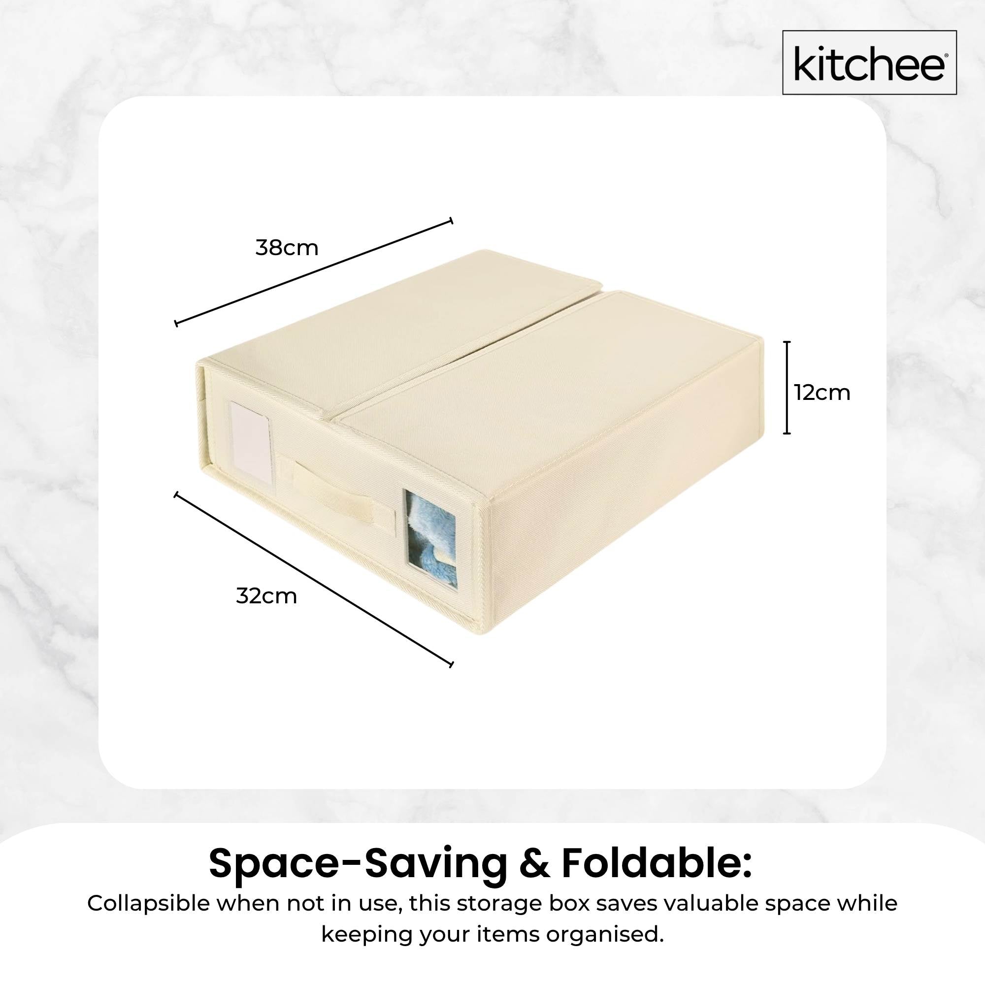 Kitchee 10x Foldable Bed Sheet Storage Box - Linen + Closet Organiser Beige