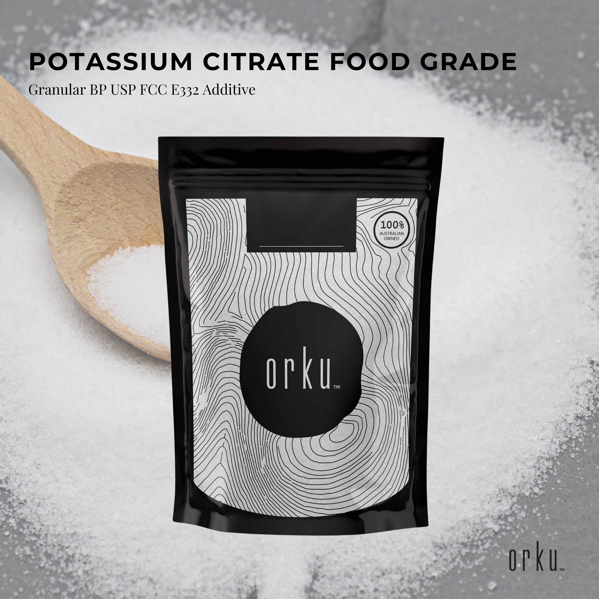 Orku 2Kg Potassium Citrate Food Grade - Granular BP USP FCC E332 Additive