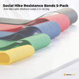 Yoga & Pilates: Social Hike Resistance Bands 5-Pack  Anti-Slip Latex Workout Loops 2.318.1kg