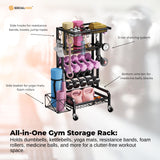 Weightlifting Machines & Racks: Social Hike Gym Equipment Storage Rack on Wheels - Dumbbells Weights Organiser