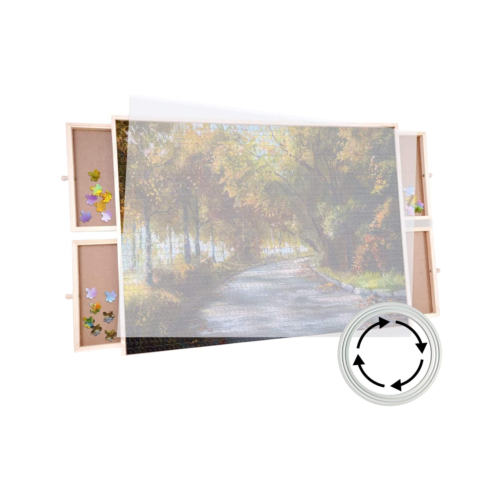 Social Hike Puzzle Board 1000 pcs  - Rotating Tabletop with 4 Drawers and Cover