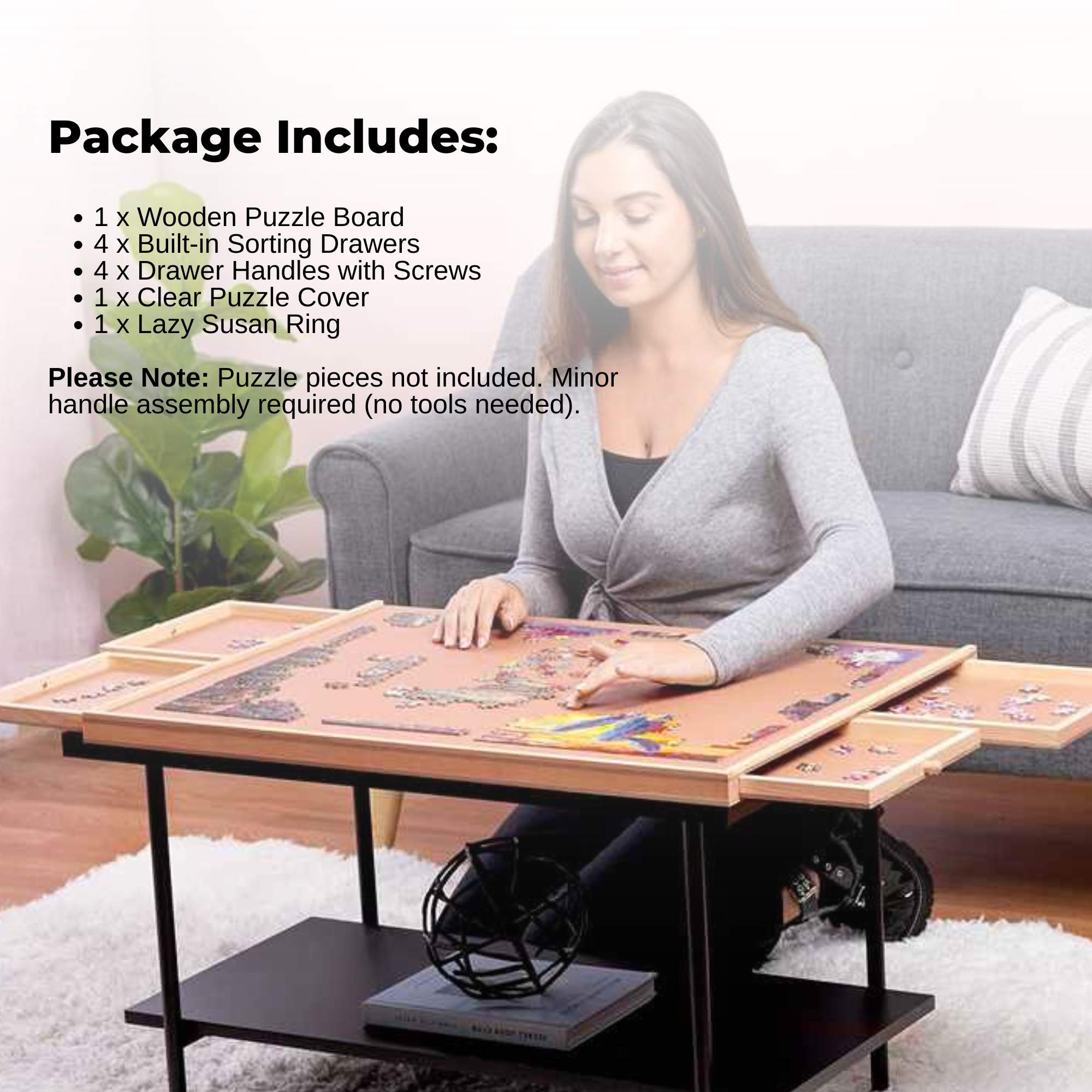 Social Hike Puzzle Board 1000 pcs  - Rotating Tabletop with 4 Drawers and Cover