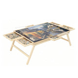 Jigsaw Puzzles & Accessories: Social Hike 1500pcs Puzzle Board Table 6 Drawer with Cover - Wooden Folding Legs