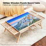Jigsaw Puzzles & Accessories: Social Hike 1500pcs Puzzle Board Table 6 Drawer with Cover - Wooden Folding Legs