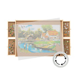 Jigsaw Puzzles & Accessories: Social Hike 1500pcs Puzzle Board 4 Drawer with Cover - Wooden Rotating Tabletop