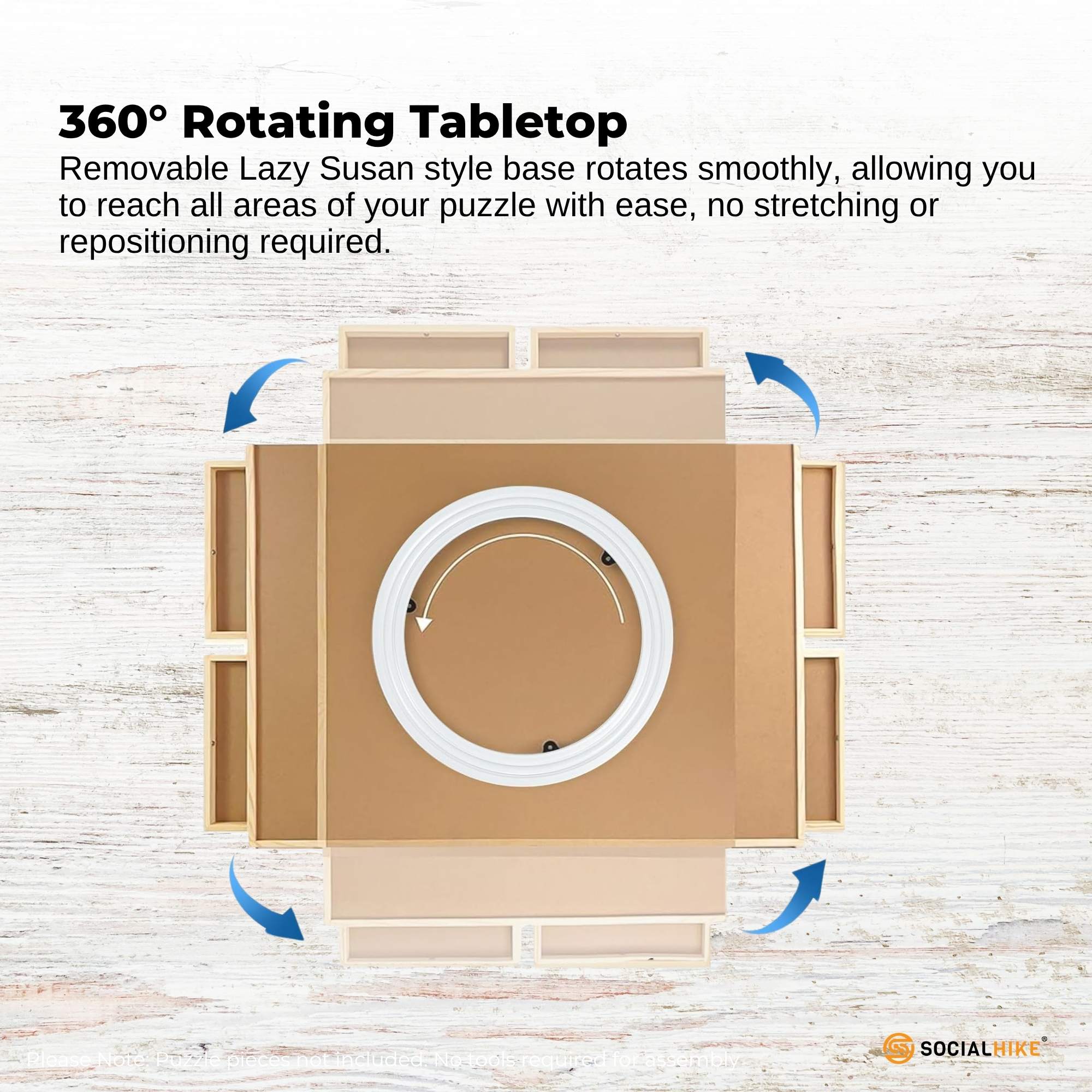 Social Hike Puzzle Board 1500 pcs  - Rotating Tabletop with 4 Drawers and Cover