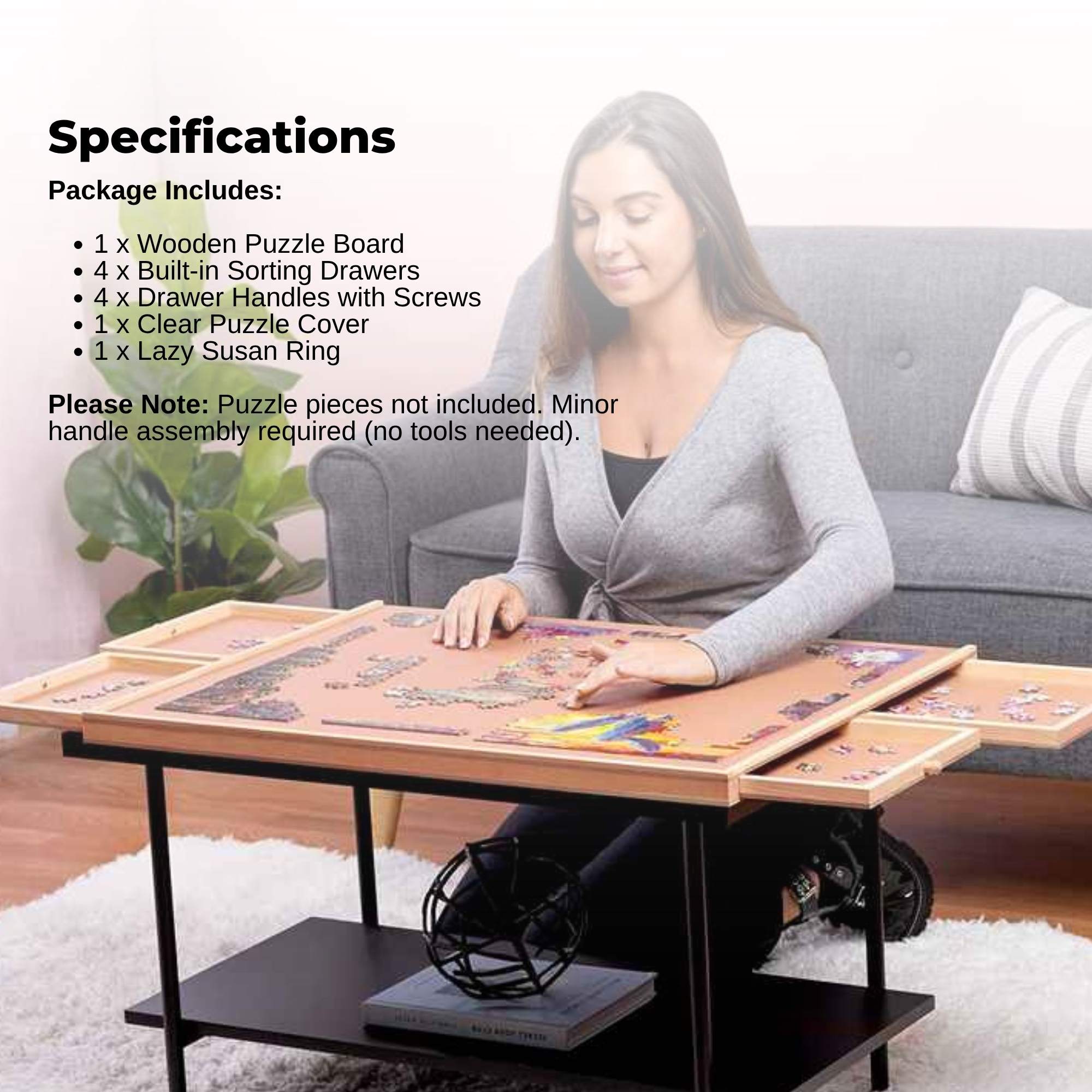 Social Hike Puzzle Board 1500 pcs  - Rotating Tabletop with 4 Drawers and Cover