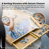 Jigsaw Puzzles & Accessories: Social Hike 1500pcs Puzzle Board 6 Drawer with Cover - Wooden Rotating Tabletop