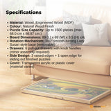 Jigsaw Puzzles & Accessories: Social Hike 1500pcs Puzzle Board 6 Drawer with Cover - Wooden Rotating Tabletop
