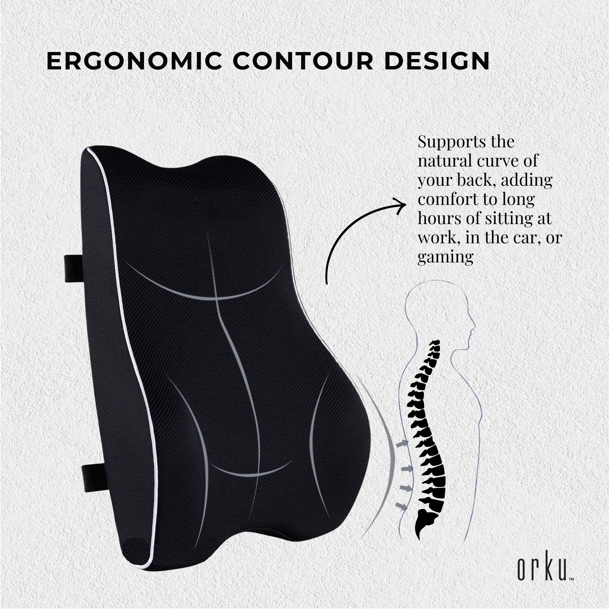 Portable Toilets & Showers: Orku Ergonomic Lumbar Cushion - Memory Foam Back Support Car Office Gaming Chair