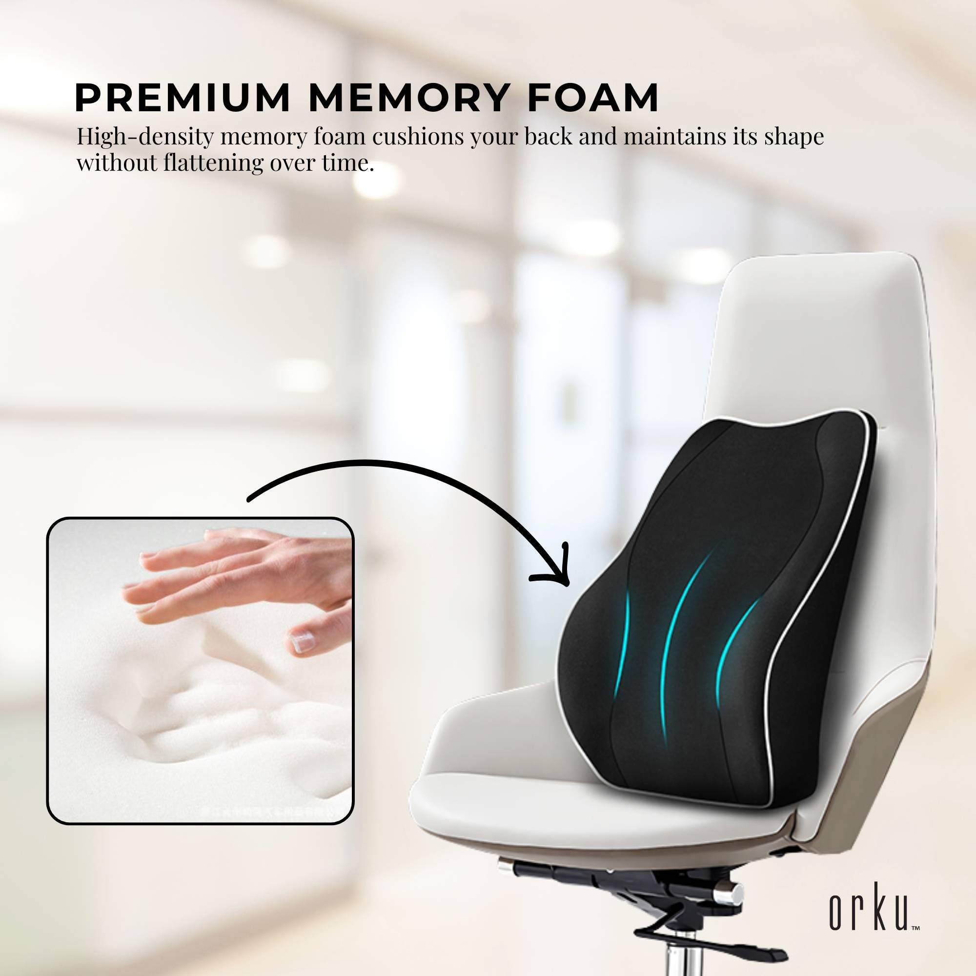 Portable Toilets & Showers: Orku Ergonomic Lumbar Cushion - Memory Foam Back Support Car Office Gaming Chair
